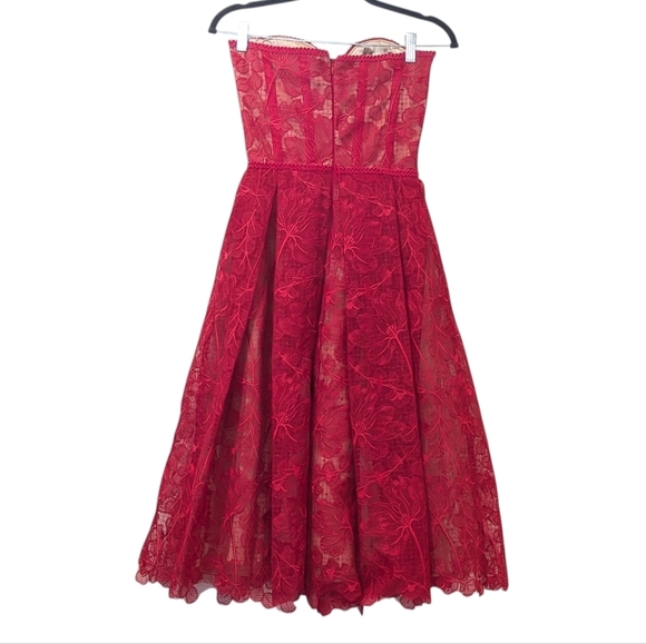 Nadine Merabi Olivia Red Lace Corsetry Bodice Dress Size Small/4 - Picture 7 of 14